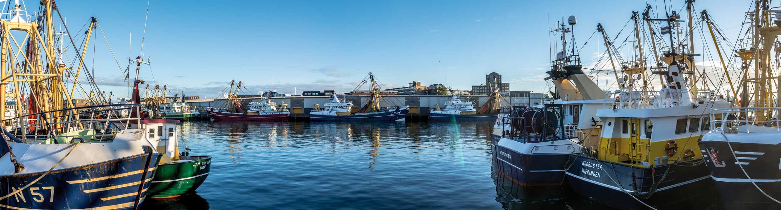 Panorama van haven met boten.